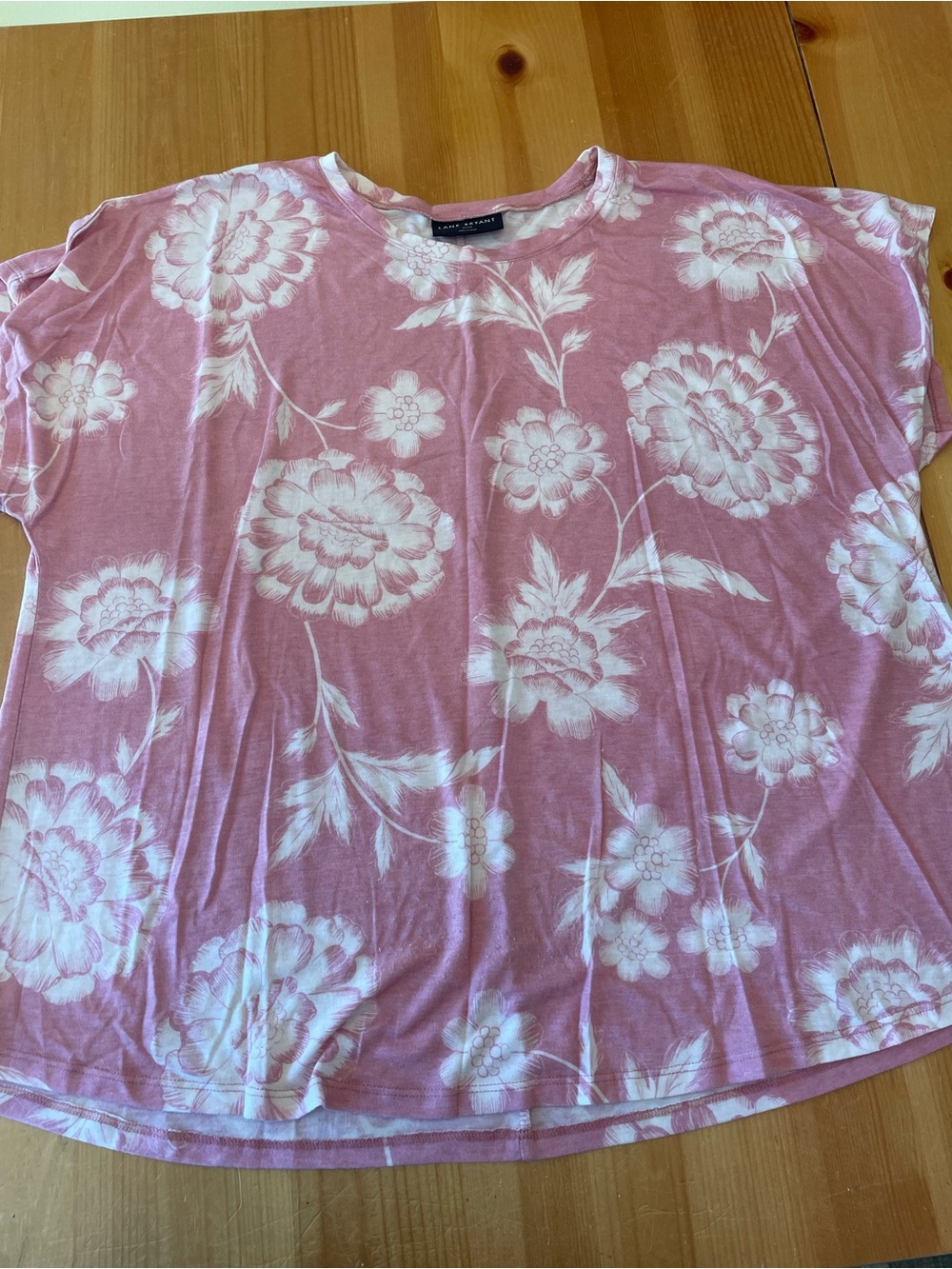 Lane Bryant Pink Floral Short Sleeve Crewneck Tee